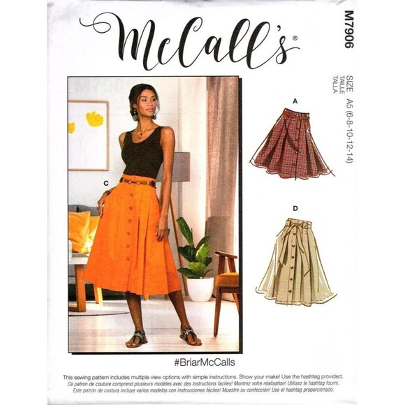 McCall's M7906 Misses 6 to 14 Easy Button Front Skirt Uncut Sewing Pattern - Picture 1 of 2